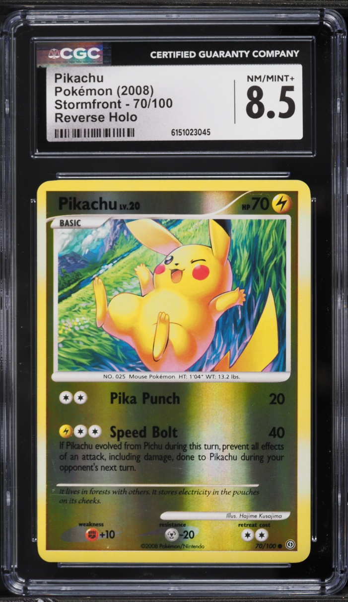 2008 Pokemon Diamond & Pearl Stormfront Reverse Holo Pikachu #70 CGC 8.5 NM-MT+