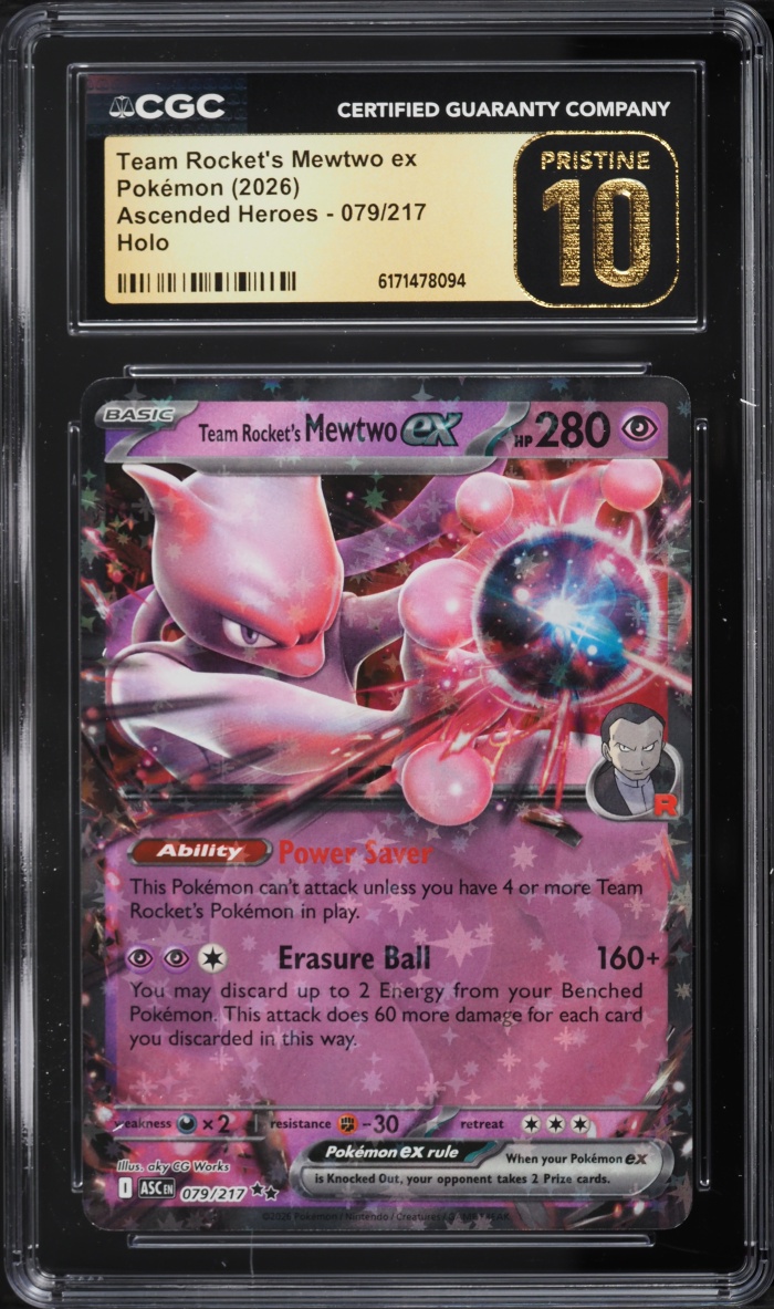 2026 Pokemon Mega Ascended Heroes Holo Team Rocket's Mewtwo ex #79 CGC 10 PRISTINE