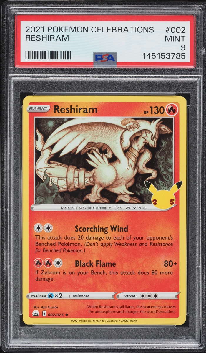2021 Pokemon Sword & Shield Celebrations Reshiram #2 PSA 9 MINT