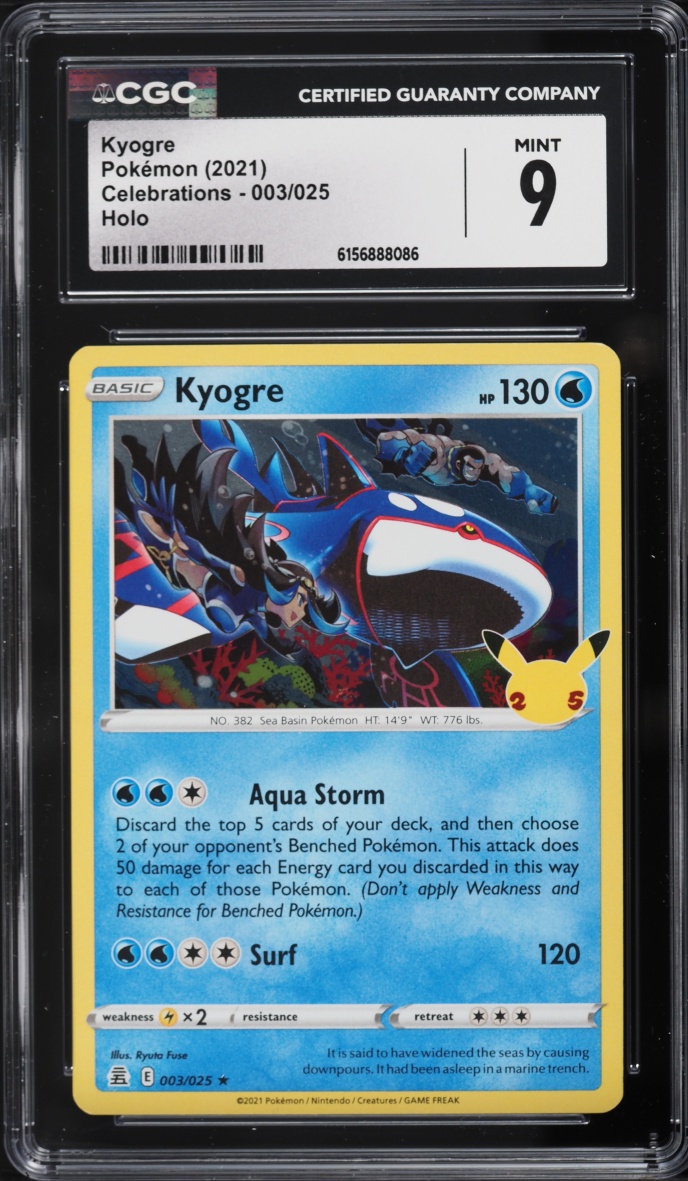 2021 Pokemon Sword & Shield Celebrations Holo Kyogre #3 CGC 9 MINT