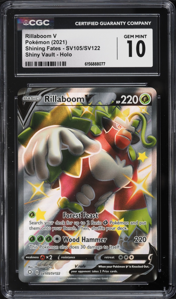2021 Pokemon SWSH Shining Fates Shiny Vault Full Art Rillaboom V #SV105 CGC 10 GEM MINT