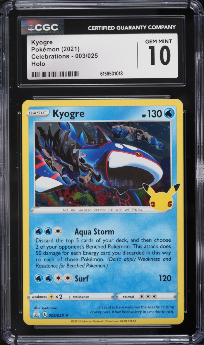 2021 Pokemon Sword & Shield Celebrations Holo Kyogre #3 CGC 10 GEM MINT