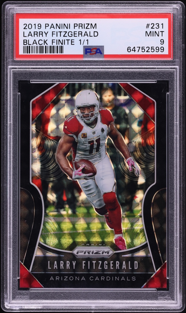 2019 Panini Prizm Black Finite Larry Fitzgerald 1/1 #231 PSA 9 MINT