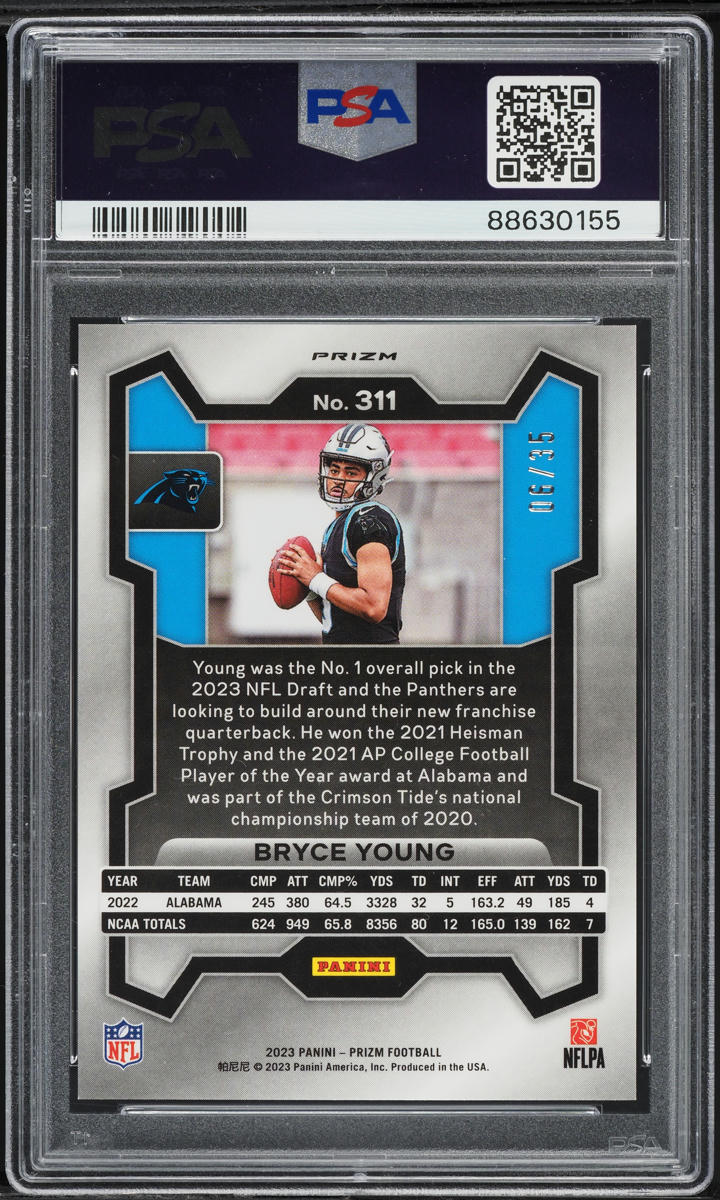 2023 Panini Prizm Red Shimmer Bryce Young ROOKIE /35 #311 PSA 9 MINT