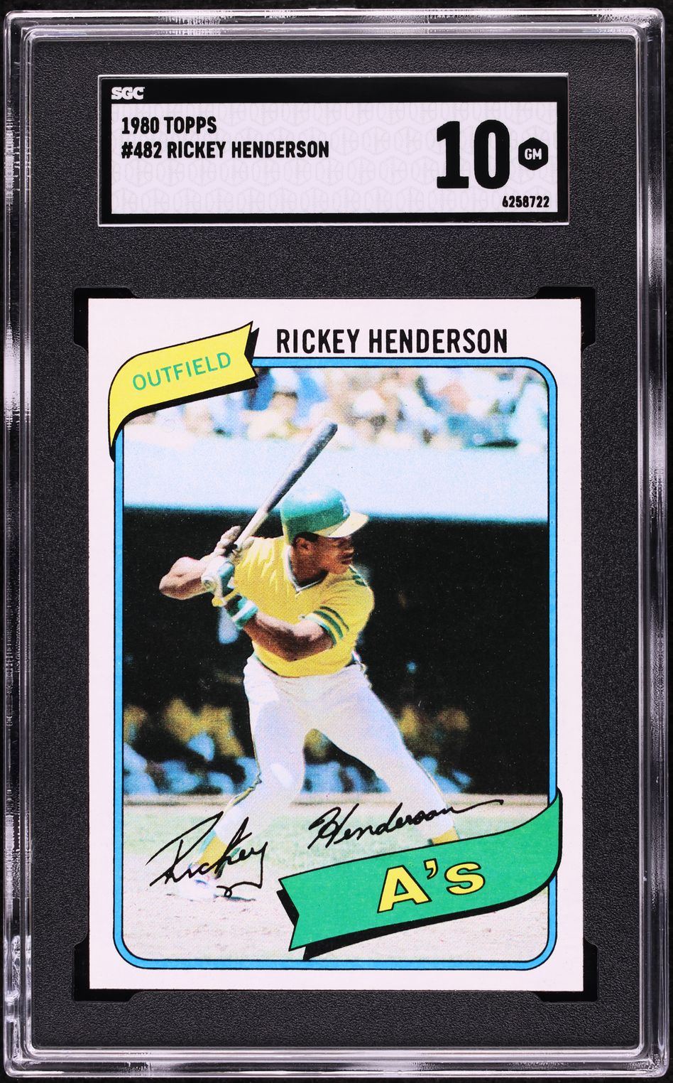1980 Topps Rickey Henderson ROOKIE #482 SGC 10 GEM MINT
