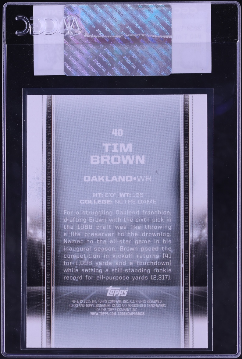 2024 Topps Signature Class Indigo Tim Brown /175 #40 CGC AUTH