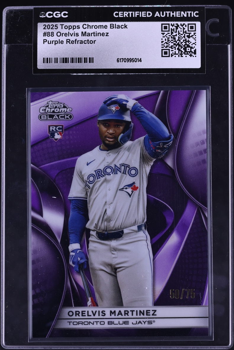 2025 Topps Chrome Black Purple Refractor Orelvis Martinez ROOKIE /75 #88 CGC AUTH