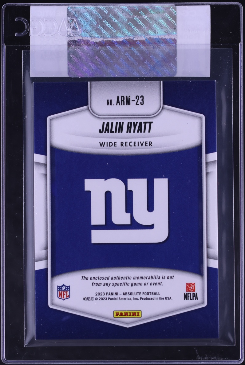 2023 Absolute Materials Jalin Hyatt ROOKIE PATCH #ARM-23 CGC AUTH