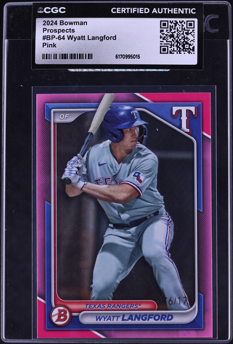 2024 Bowman Pink Wyatt Langford PROSPECT /175 #BP-64 CGC AUTH