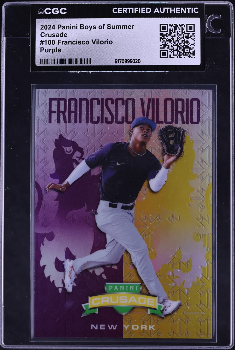 2024 Panini Boys Of Summer Crusade Purple Francisco Vilorio ROOKIE /100 #100 CGC AUTH