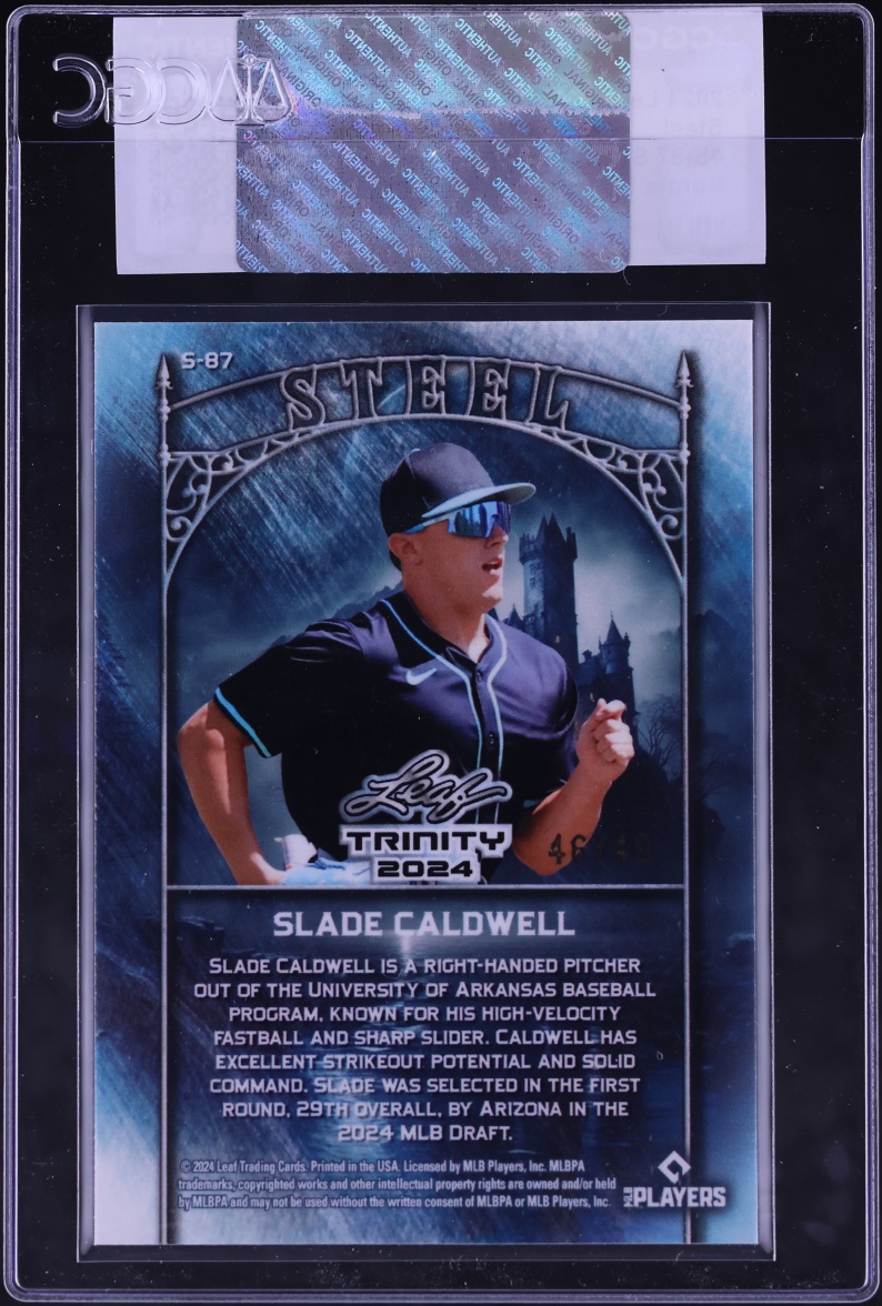 2024 Leaf Trinity Mega Box Steel Purple Stars & Dots Slade Caldwell ROOKIE /49 #S-87 CGC AUTH