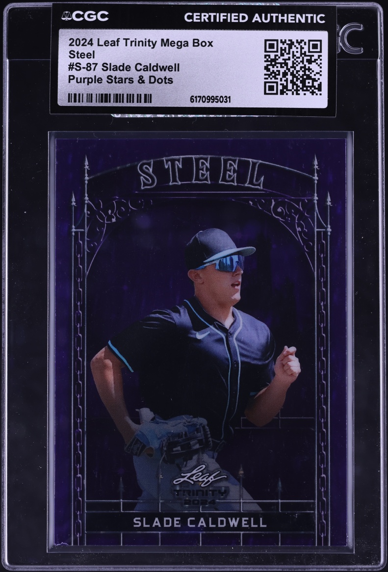 2024 Leaf Trinity Mega Box Steel Purple Stars & Dots Slade Caldwell ROOKIE /49 #S-87 CGC AUTH