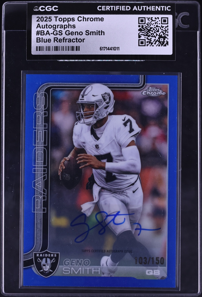 2025 Topps Chrome Blue Refractor Geno Smith AUTO /150 #BA-GS CGC AUTH
