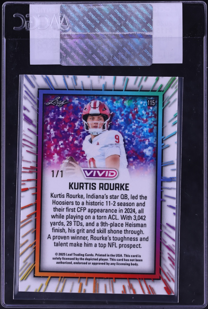 2025 Leaf Vivid Black Lava Kurtis Rourke ROOKIE 1/1 #115 CGC AUTH
