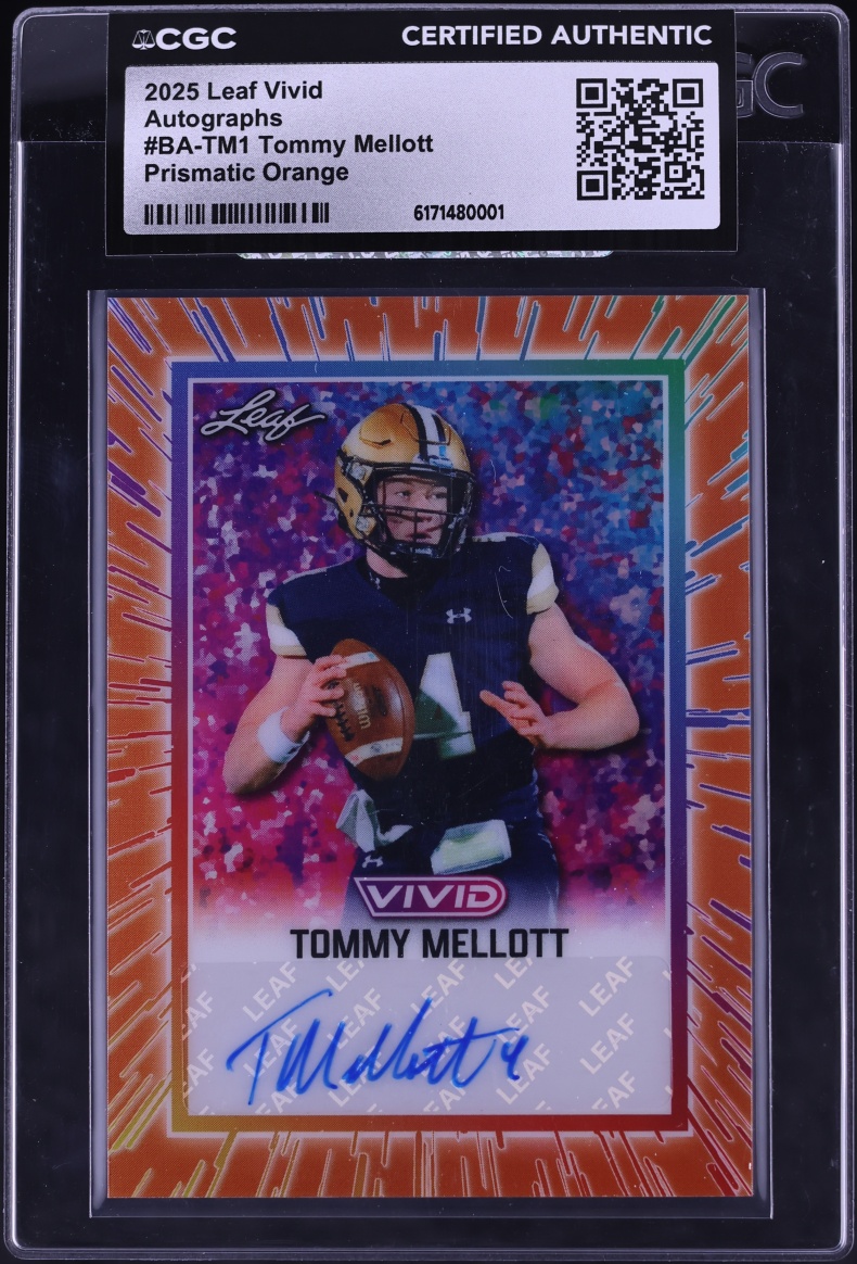 2025 Leaf Vivid Prismatic Orange Tommy Mellott ROOKIE AUTO /4 #BA-TM1 CGC AUTH