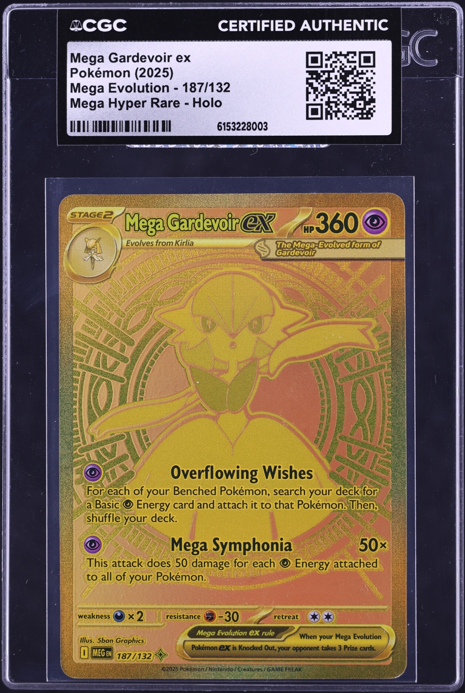 2025 Pokemon Mega Evolution MHR Mega Gardevoir ex #187 CGC AUTH