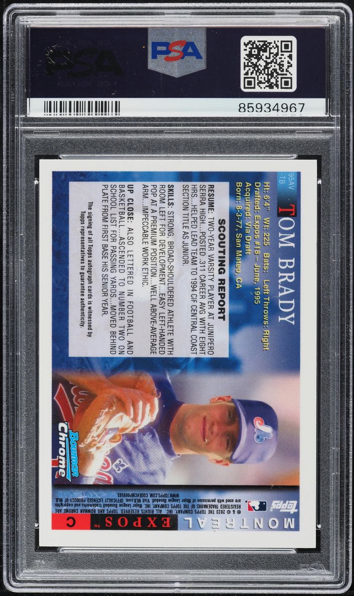 2023 Bowman Chrome Orange Refractor Tom Brady AUTO DNA 10 /25 #TB PSA 10 GEM