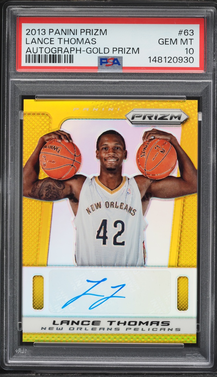 2013 Panini Prizm Gold Lance Thomas AUTO 10/10 #63 PSA 10 GEM MINT