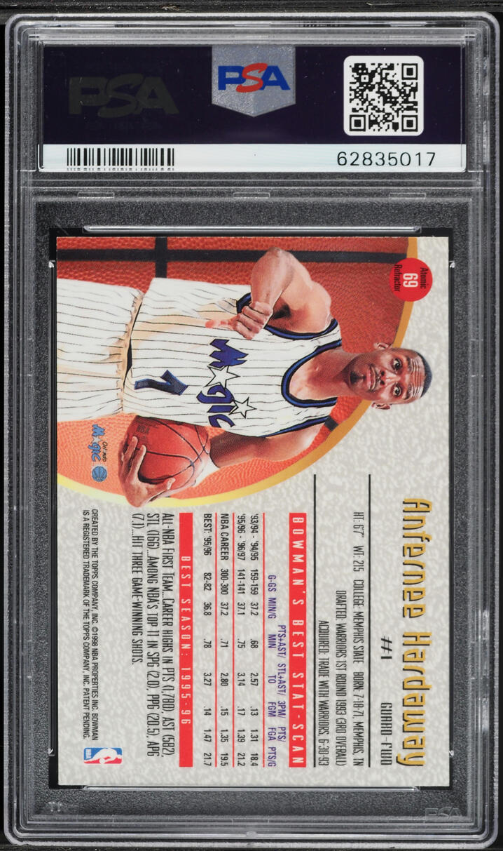 1997 Bowman's Best Atomic Refractor Anfernee Hardaway #69 PSA 10 GEM MINT