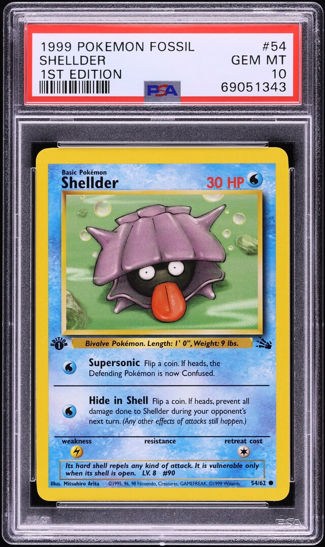 1999 Pokemon Fossil 1st Edition Shellder #54 PSA 10 GEM MINT