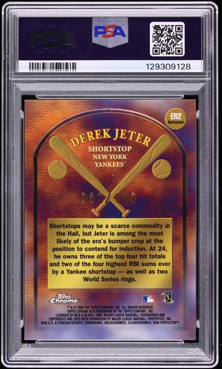 1999 Topps Chrome Early Road To The Hall Refractor Derek Jeter /100 #ER2 PSA 9 MINT