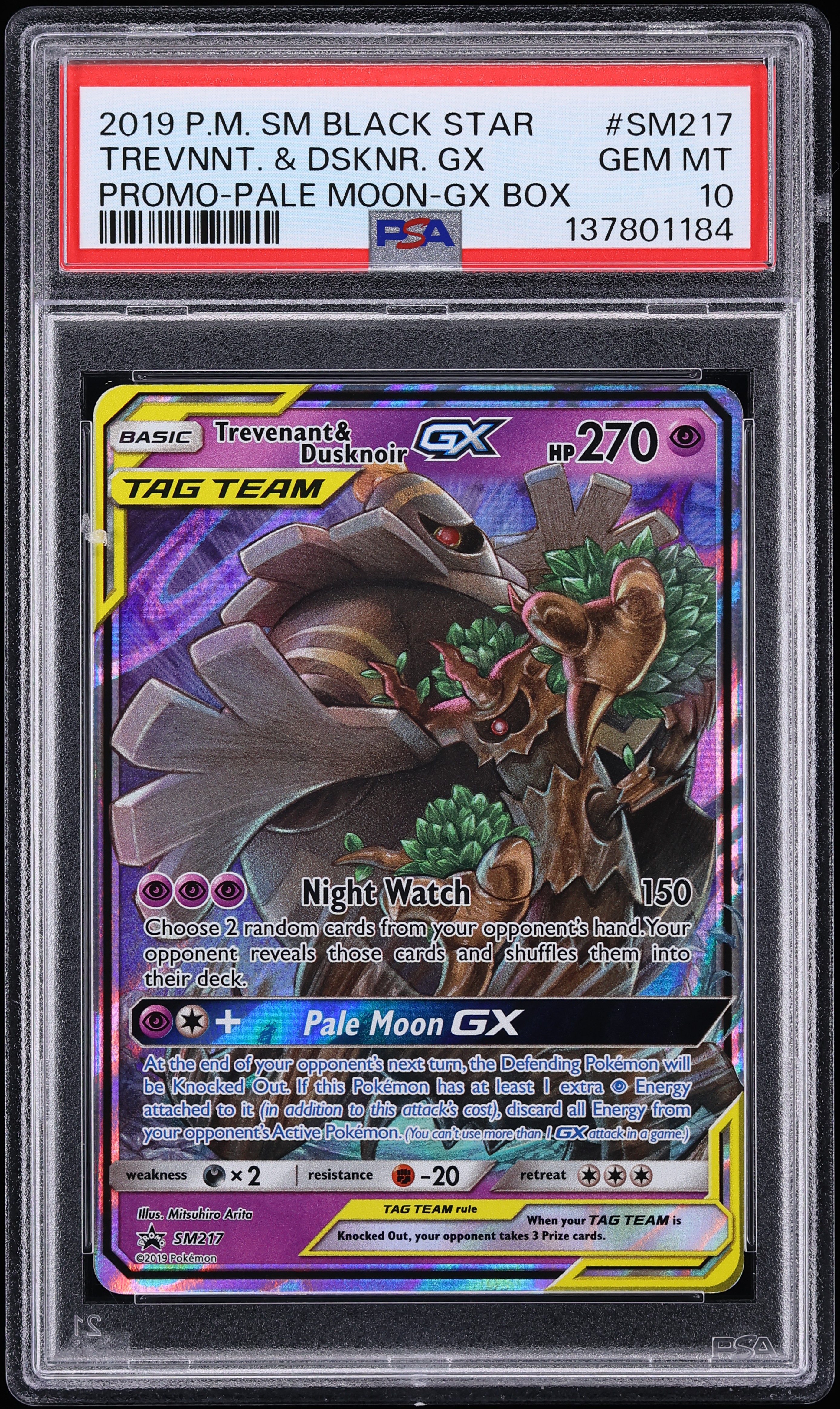 2019 Pokemon SM Promo Pale Moon Trevenant & Dusknoir GX #SM217 PSA 10 GEM MINT