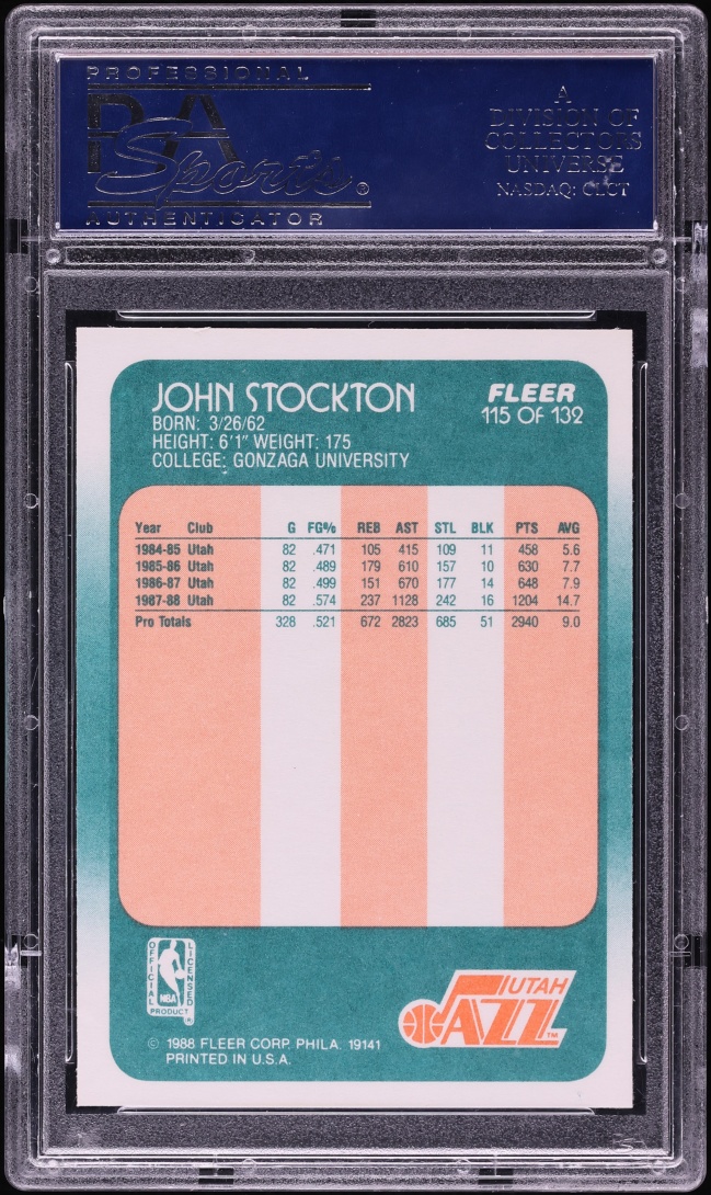 1988 Fleer Basketball John Stockton #115 PSA 10 GEM MINT