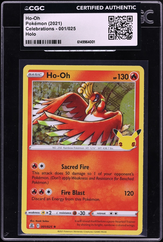 2021 Pokemon Sword & Shield Celebrations Holo Ho-Oh #1 CGC AUTH