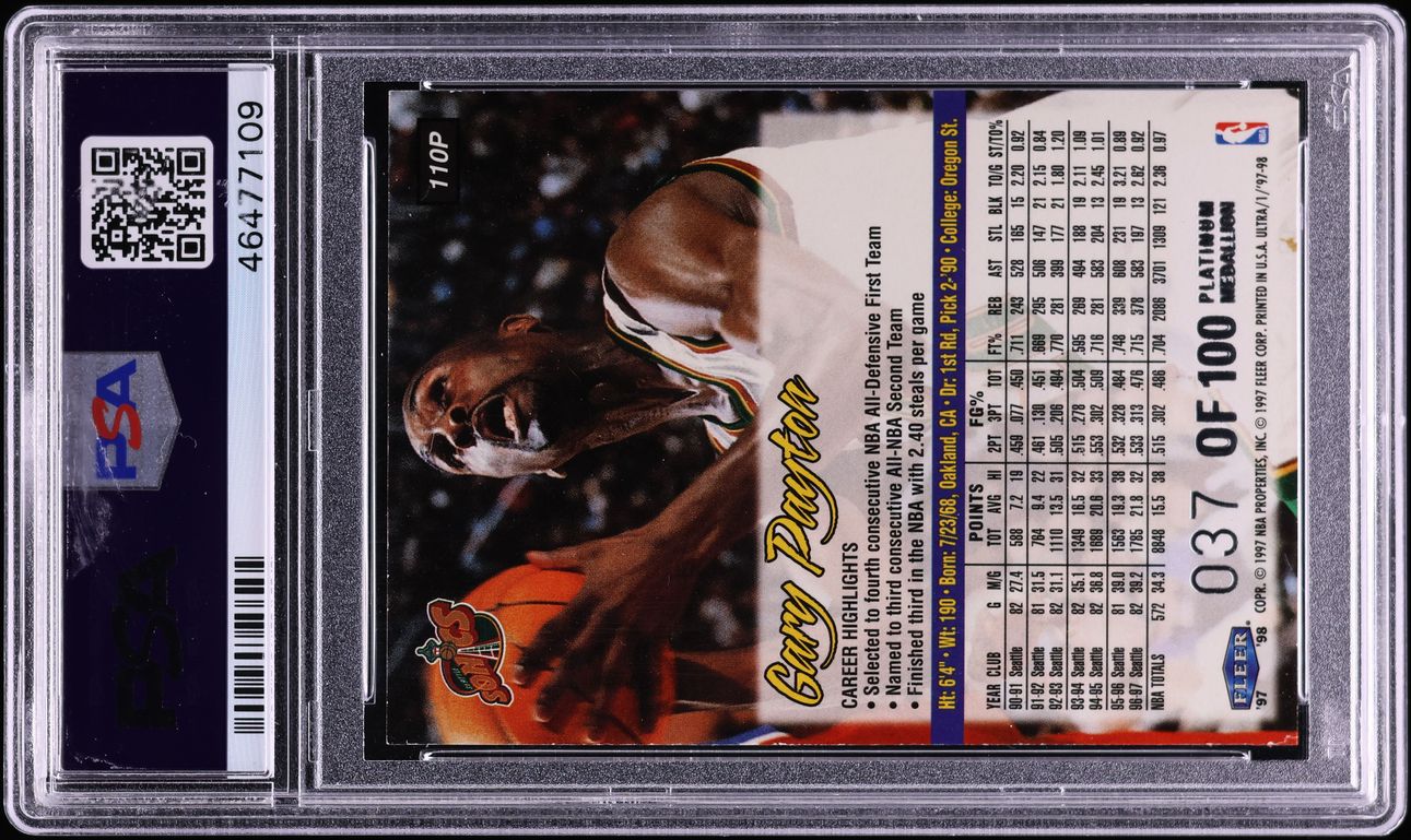 1997 Ultra Platinum Medallion Gary Payton /100 #110P PSA 5 EX
