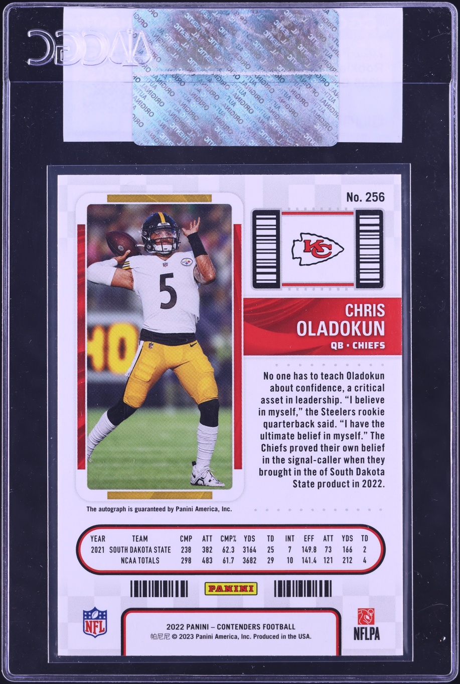 2022 Panini Contenders Ticket Chris Oladokun ROOKIE AUTO #256 CGC AUTH