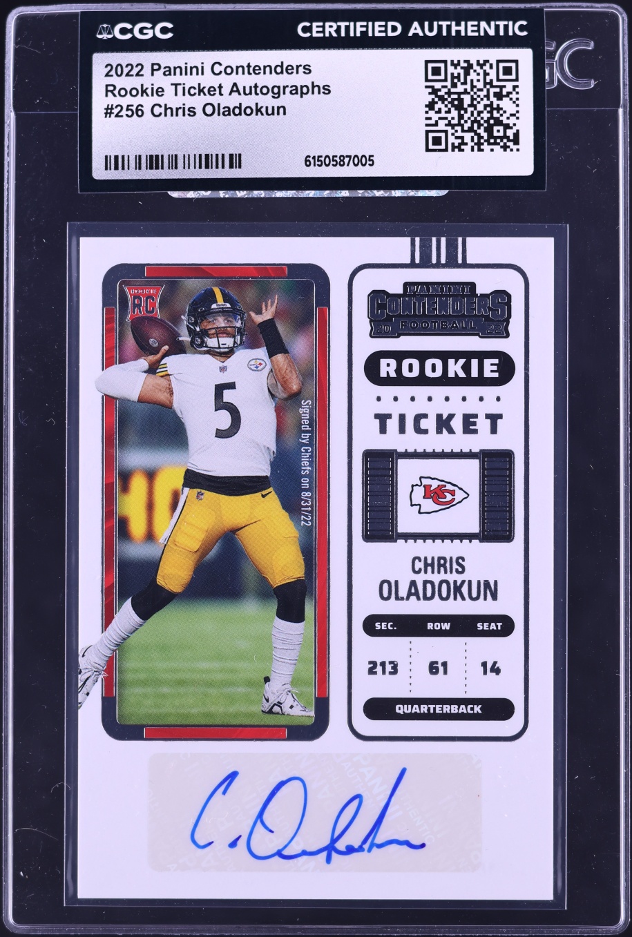 2022 Panini Contenders Ticket Chris Oladokun ROOKIE AUTO #256 CGC AUTH