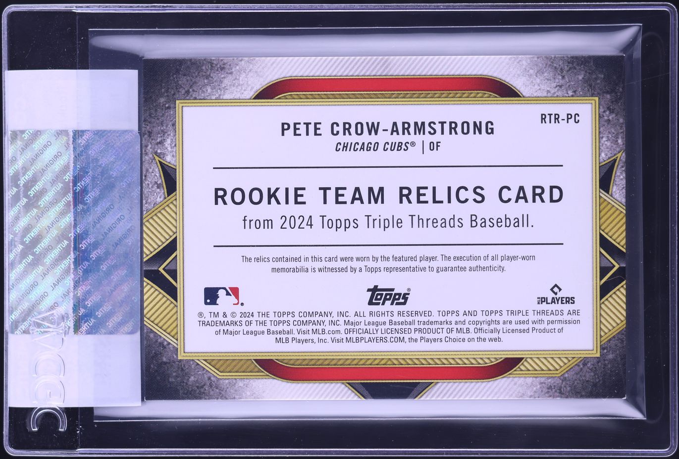 2024 Topps Triple Threads Emerald Pete Crow-Armstrong ROOKIE PATCH /18 #RTR-PC CGC AUTH