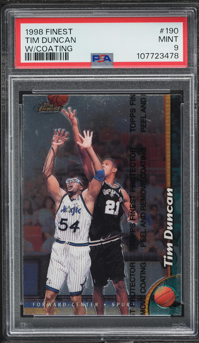1998 Finest Basketball w/ Coating Tim Duncan #190 PSA 9 MINT