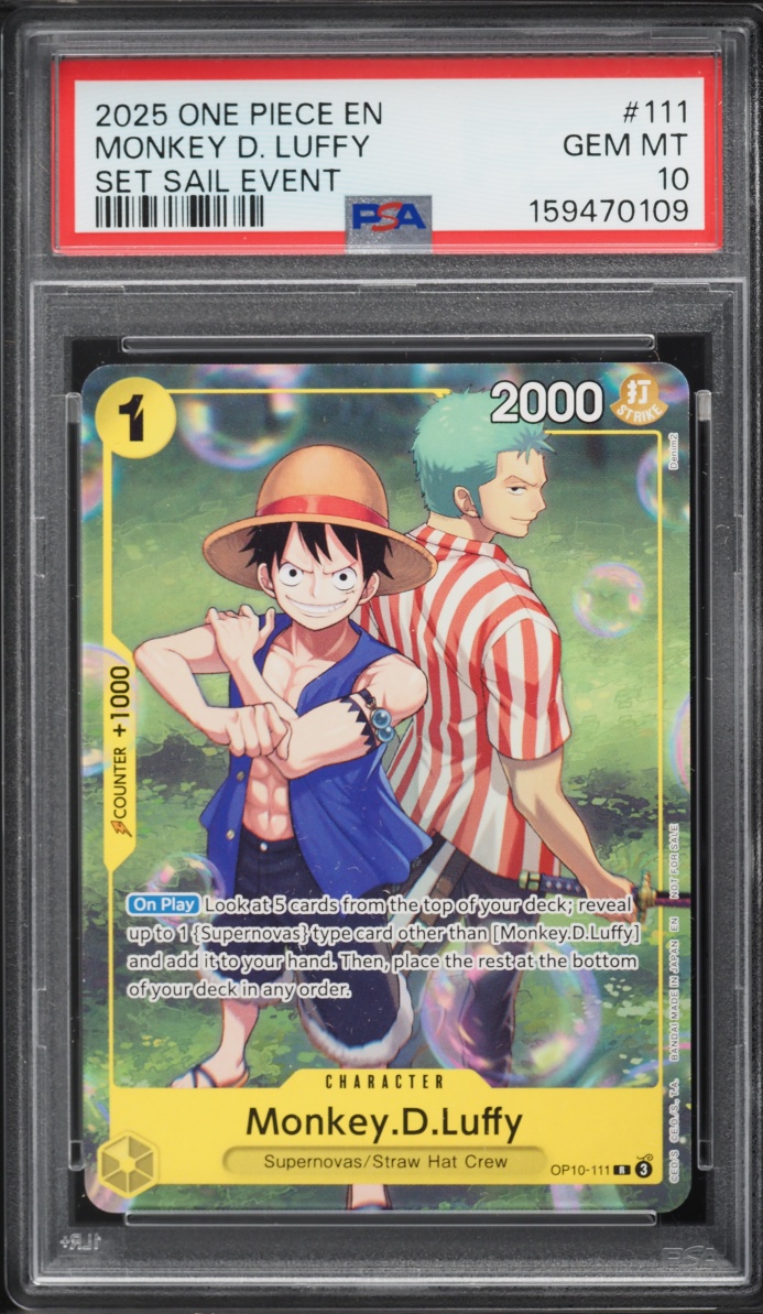 2025 One Piece Set Sail Event Alt Art Monkey D. Luffy #OP10-111 PSA 10 GEM