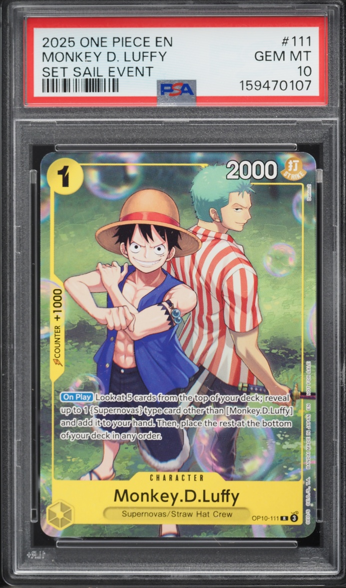 2025 One Piece Promo Set Sail Event Monkey D. Luffy #OP10-111 PSA 10 GEM MINT