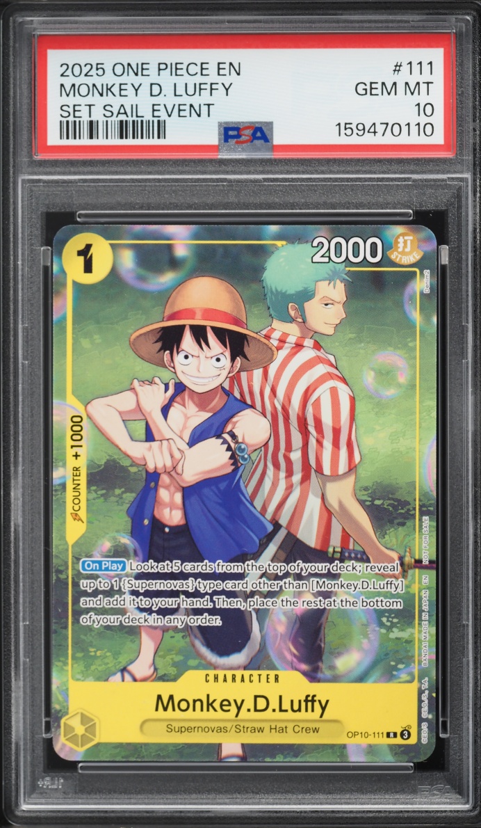 2025 One Piece Promo Set Sail Event Monkey D. Luffy #OP10-111 PSA 10 GEM MINT