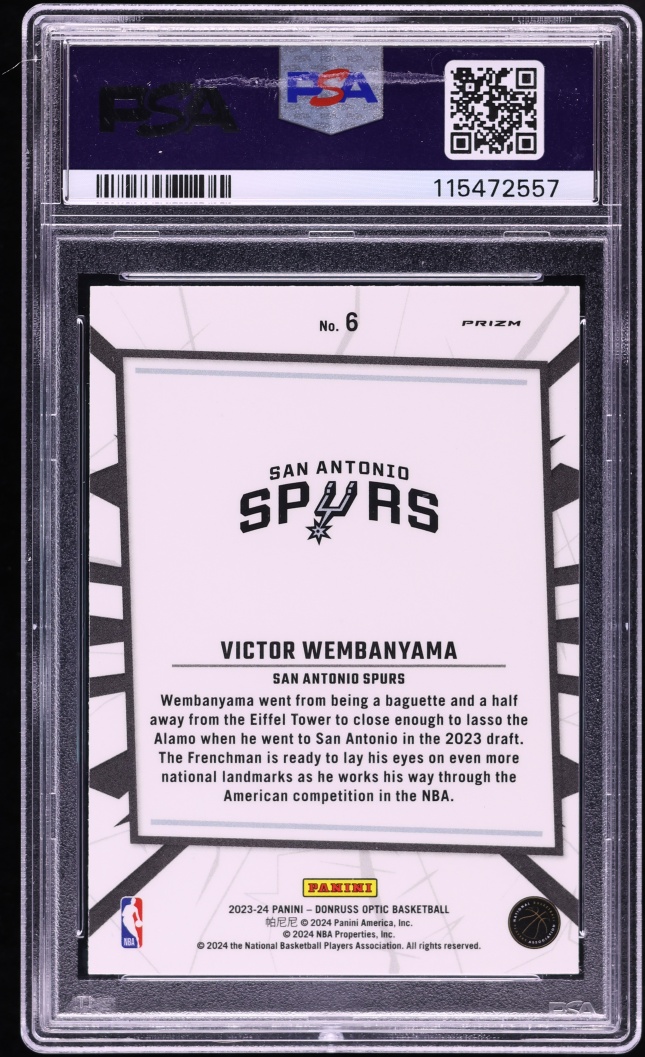 2023 Donruss Optic My House Holo Prizm Victor Wembanyama ROOKIE #6 PSA 10 GEM MINT