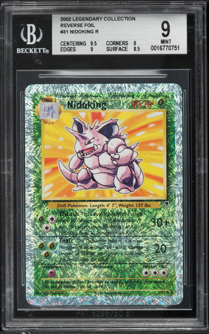 2002 Pokemon Legendary Collection Reverse Holo Nidoking #31 BGS 9 MINT