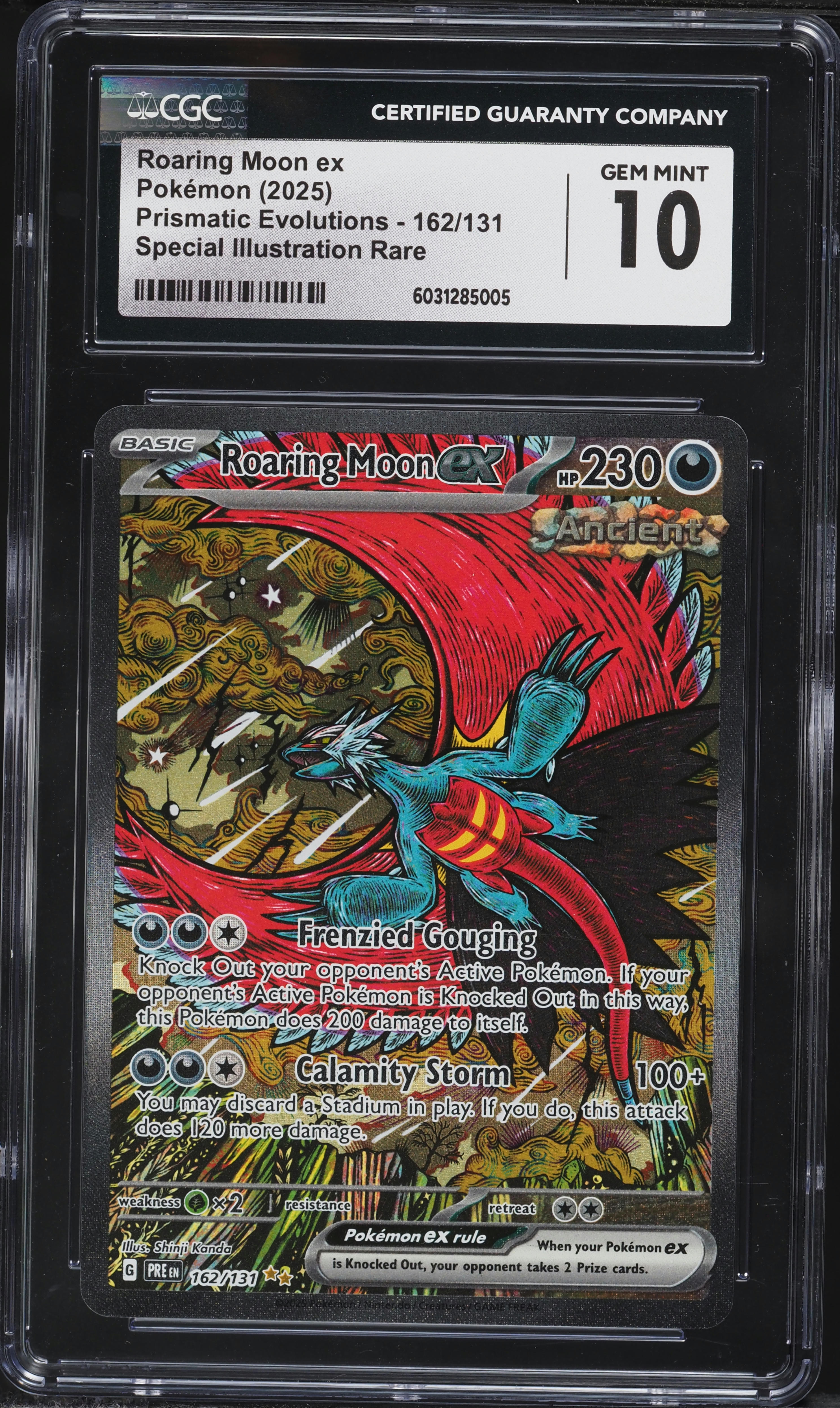2025 Pokemon Scarlet & Violet Prismatic Evolutions SIR Roaring Moon ex #162 CGC 10 GEM MINT