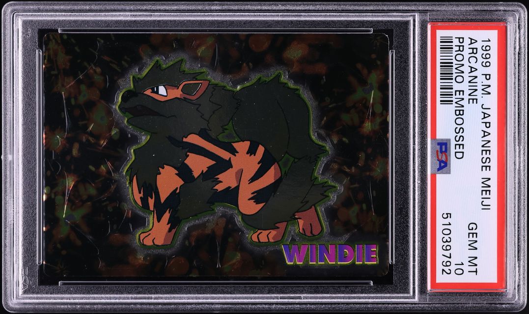 1999 Pokemon Japanese Meiji Promo Embossed Arcanine PSA 10 GEM MINT