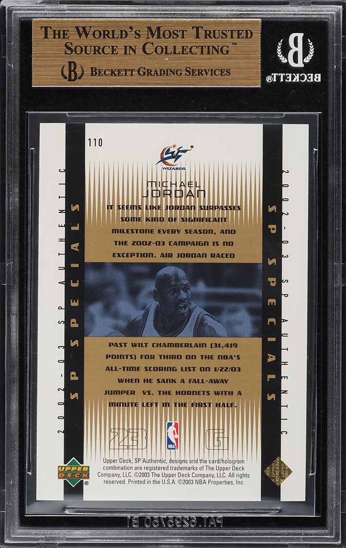 2002 SP Authentic Limited Michael Jordan /100 #110 BGS 9.5 GEM MINT