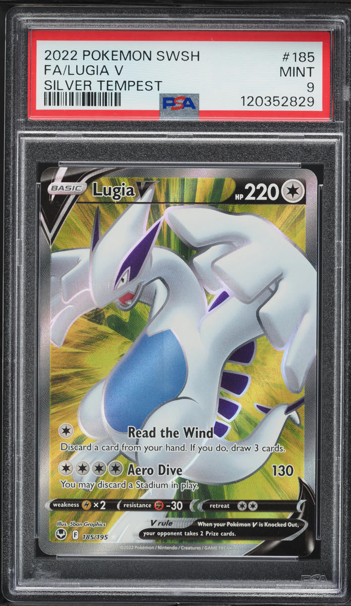 2022 Pokemon SWSH Silver Tempest Full Art Lugia V #185 PSA 9 MINT