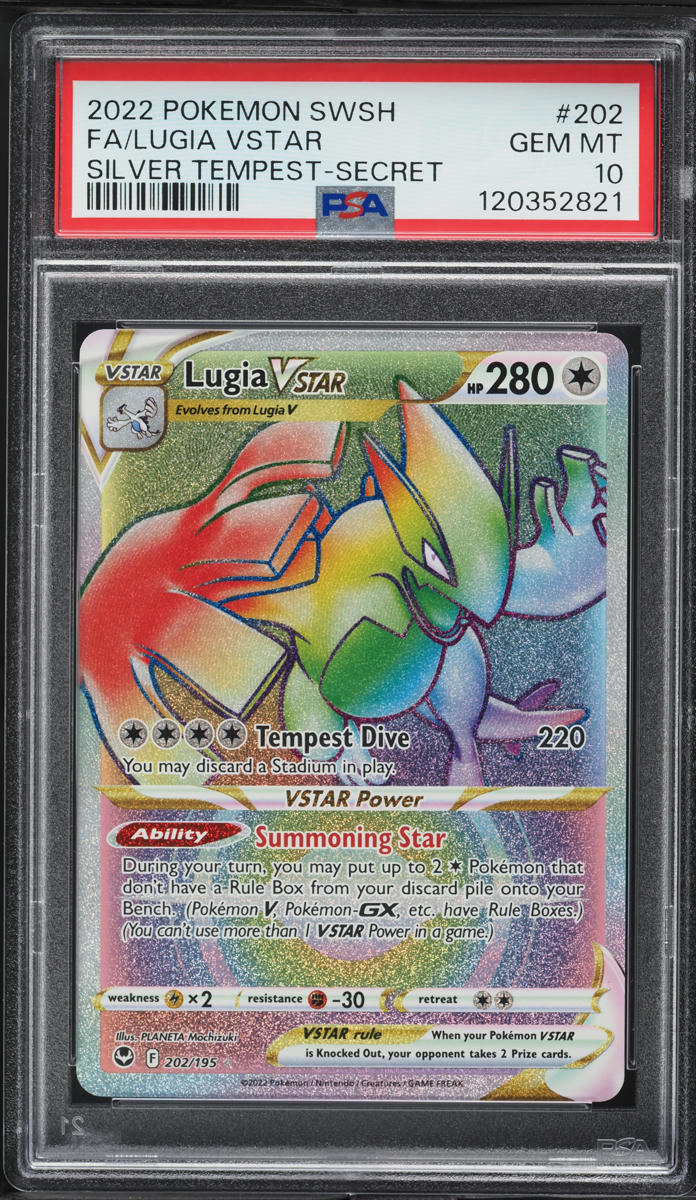 2022 Pokemon SWSH Silver Tempest Rainbow Rare Lugia VSTAR #202 PSA 10 GEM MINT