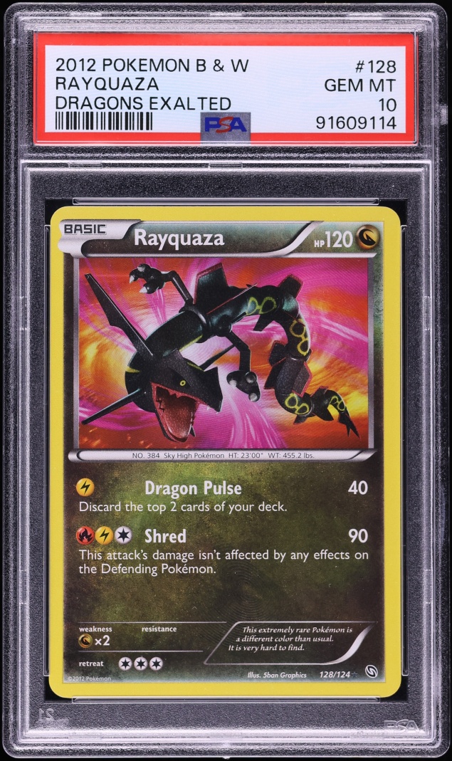 2012 Pokemon Black & White Dragons Exalted Holo Rayquaza #128 PSA 10 GEM MINT