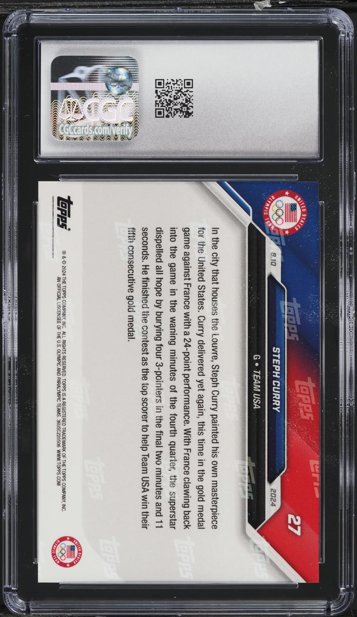 2024 Topps Now Olympic Games Stephen Curry #27 CGC 10 GEM MINT