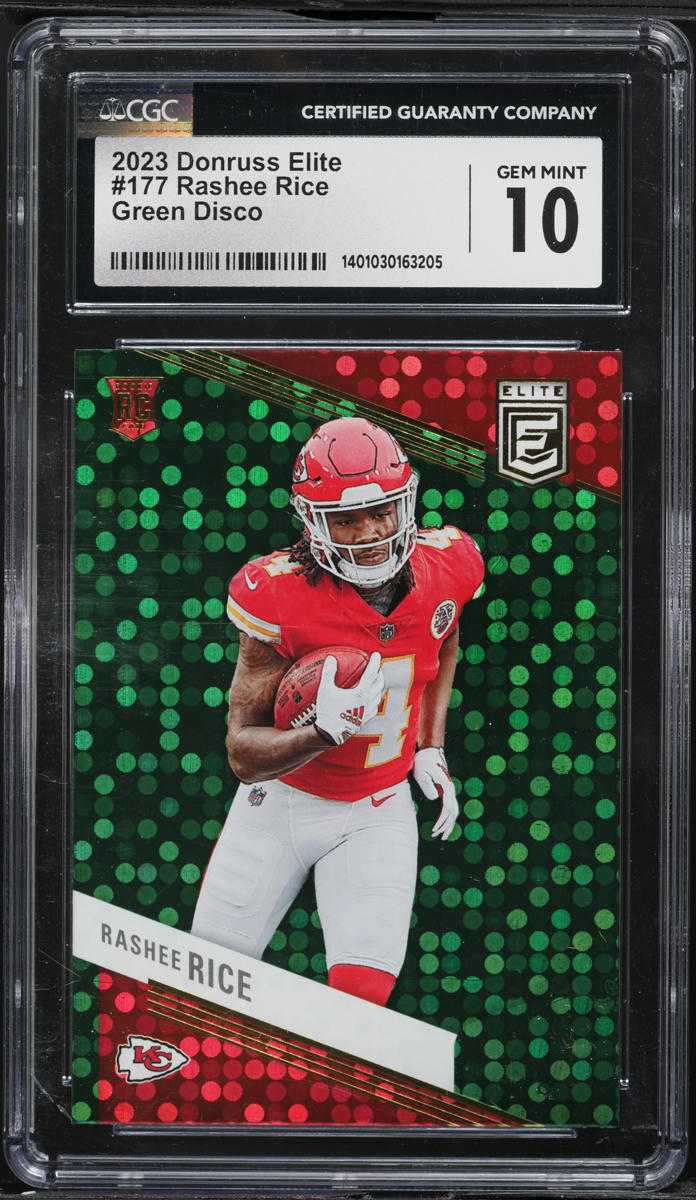 2023 Donruss Elite Green Disco Rashee Rice ROOKIE #177 CGC 10 GEM MINT