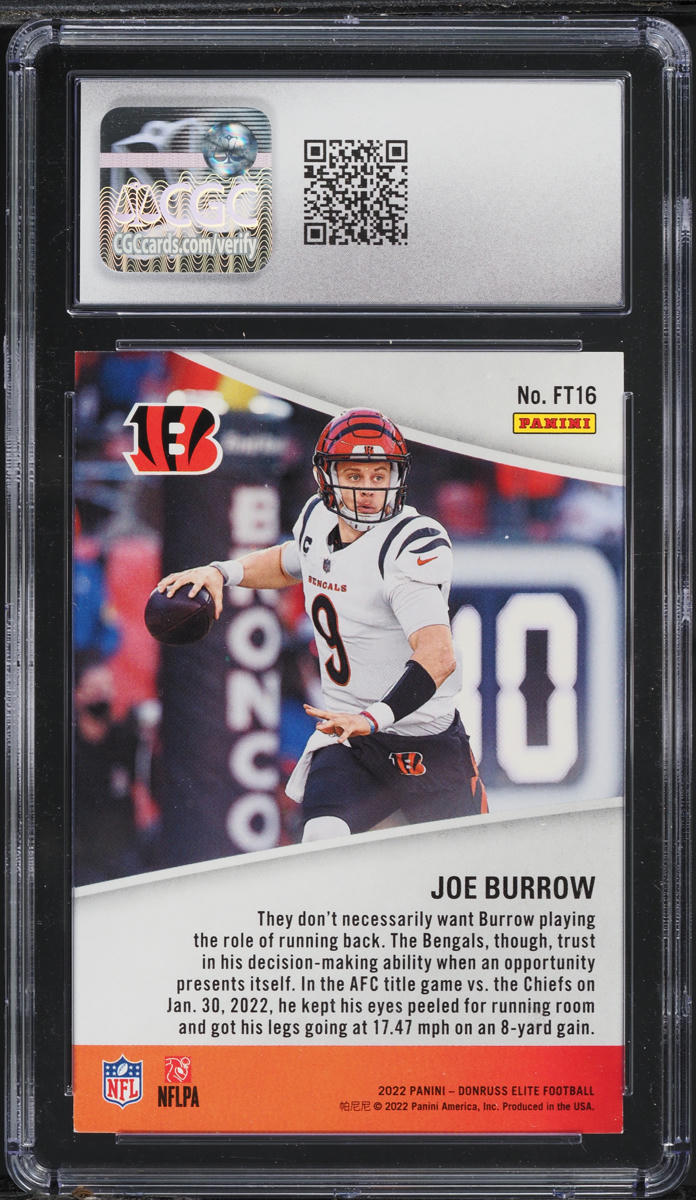 2022 Donruss Elite Full Throttle Green Joe Burrow #FT16 CGC 9 MINT