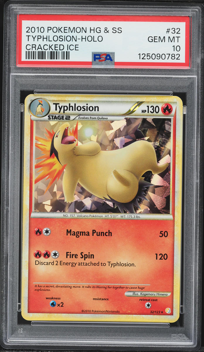 2010 Pokemon HeartGold & SoulSilver Cracked Ice Holo Typhlosion #32 PSA 10 GEM MINT