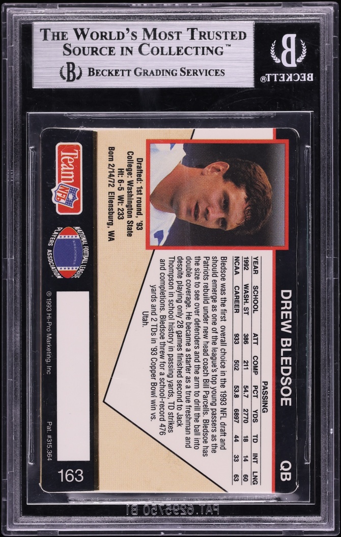 1993 Action Packed Drew Bledsoe ROOKIE #163 BGS 8.5 NM-MT+