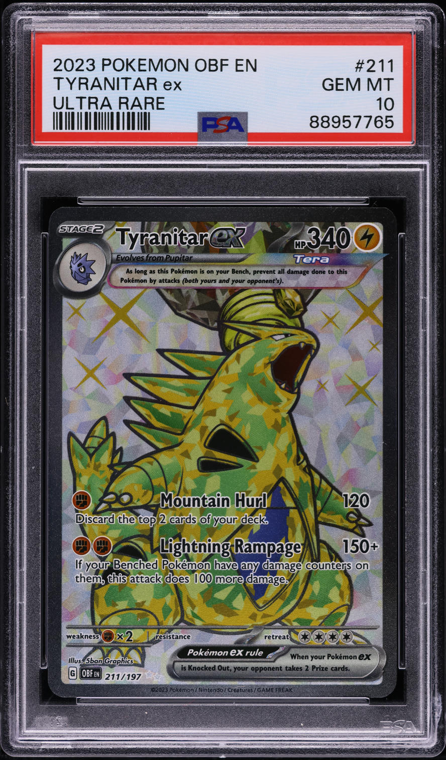 2023 Pokemon Scarlet & Violet Obsidian Flames Tyranitar ex #211 PSA 10 GEM MINT